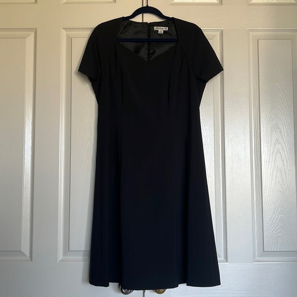 Pendleton black short sleeve midi A line minimalist office career work dress.